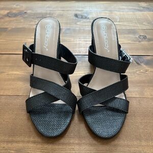 Unilady Black Strappy Block Heels